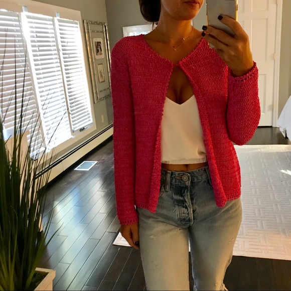 Maje Jackets & Blazers - MAJE Maille AJ fuchsia cardigan new $470 size 2
